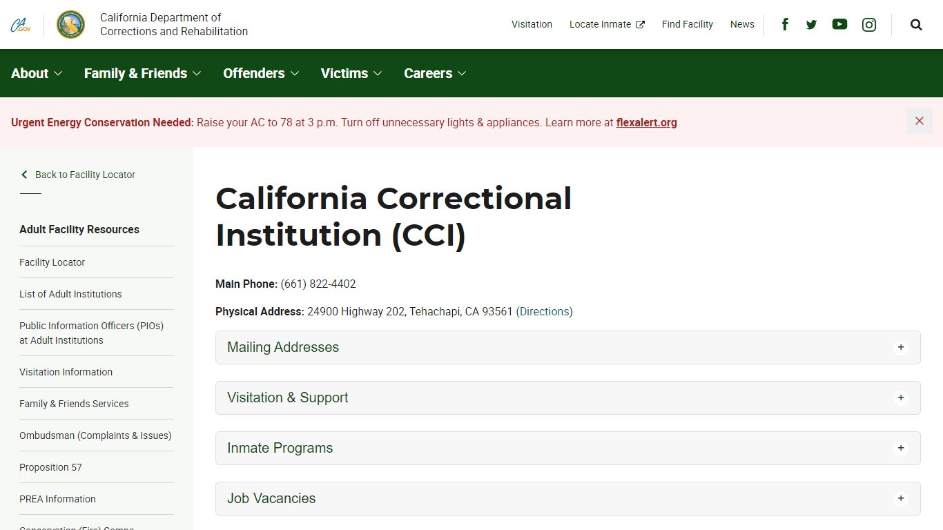 California Correctional Institution (CCI) - California Department of ...