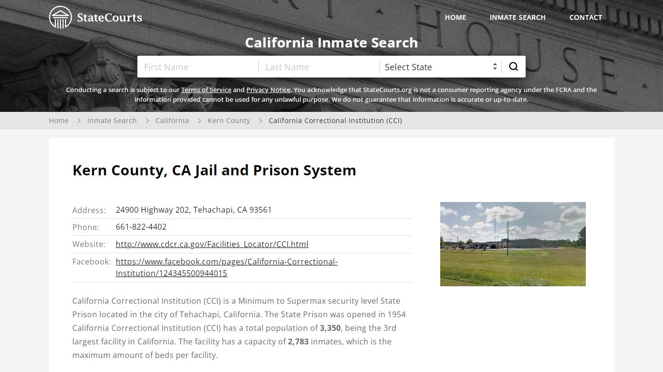 California Correctional Institution (CCI) Inmate Records Search ...